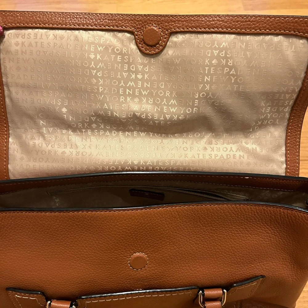 Kate Spade Tan Brown Pebbled Leather Double Handled Satchel- Mint! - Picture 7 of 10